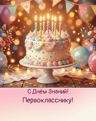 открытка для первоклассника — трогательное поздравление с учителем и учениками