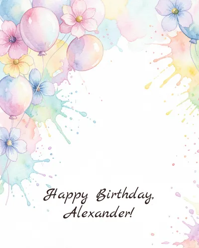 Birthday card for Alexander — watercolour