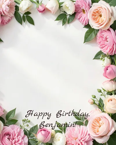 Birthday card for Benjamin — flowers