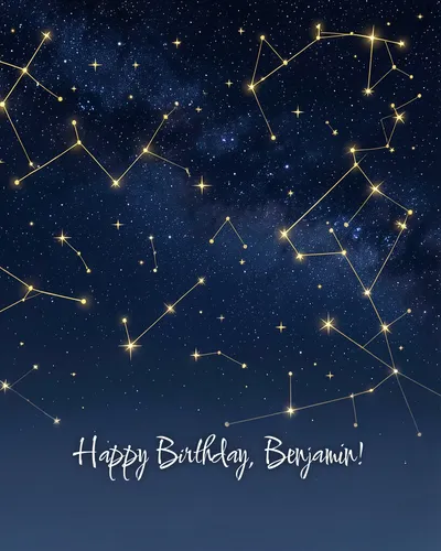 Birthday card for Benjamin — starry