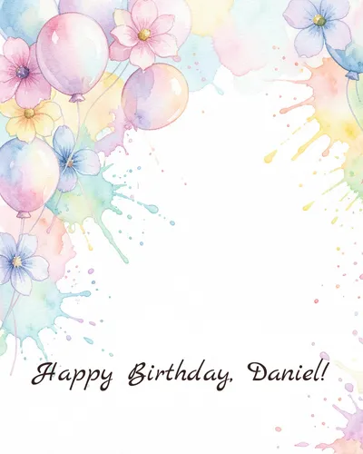 Birthday card for Daniel — watercolour