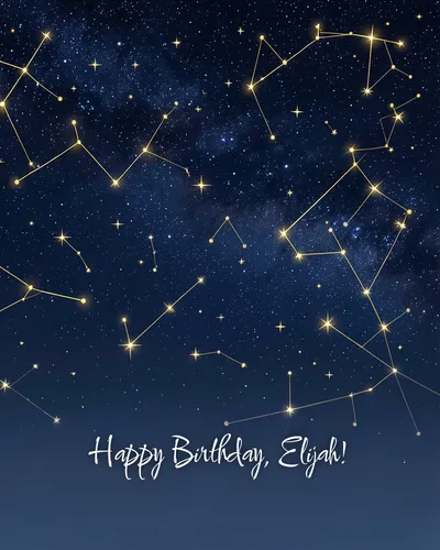 Birthday card for Elijah — starry