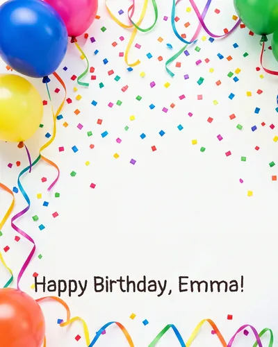 Birthday card for Emma — confetti