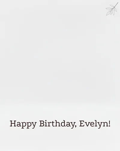 Birthday card for Evelyn — minimal