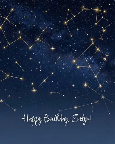 Birthday card for Evelyn — starry