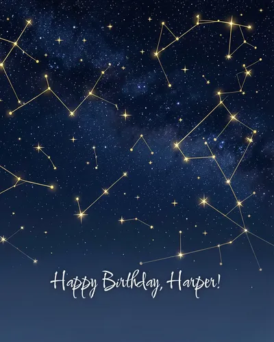 Birthday card for Harper — starry
