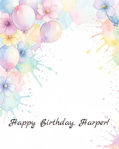 Birthday card for Harper — watercolour