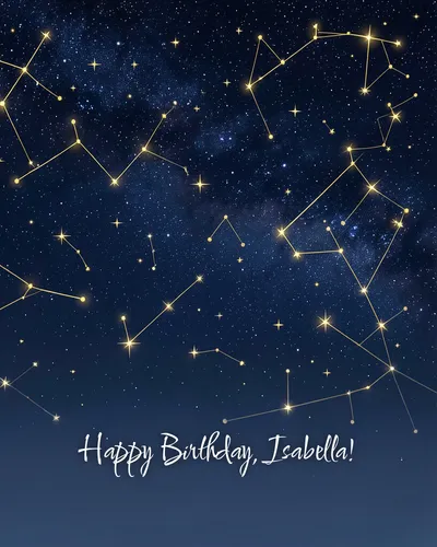 Birthday card for Isabella — starry