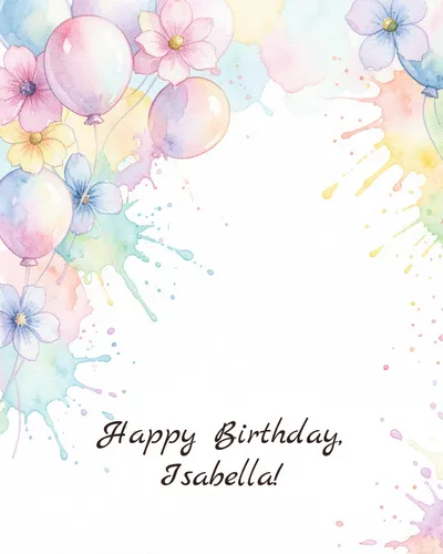 Birthday card for Isabella — watercolour