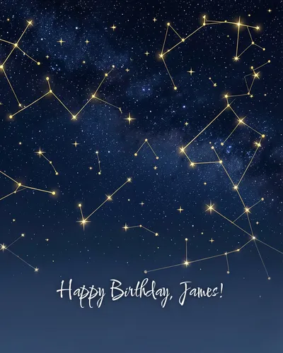 Birthday card for James — starry