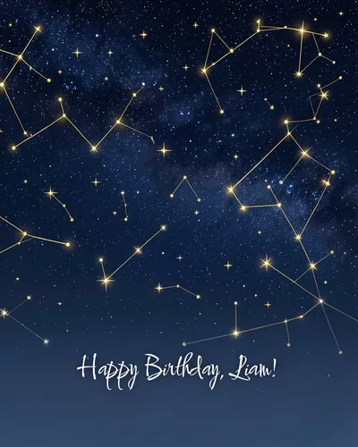 Birthday card for Liam — starry