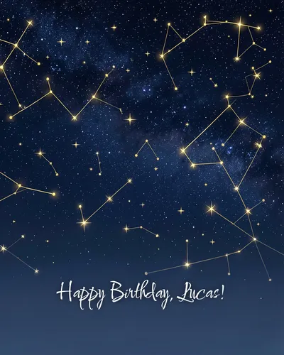 Birthday card for Lucas — starry