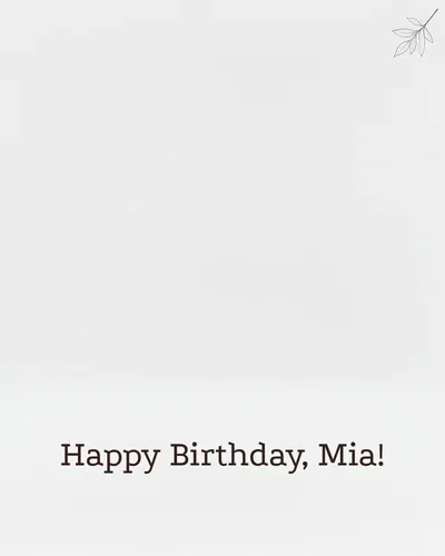 Birthday card for Mia — minimal