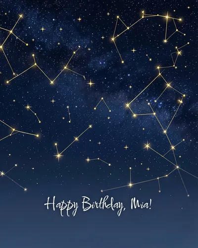 Birthday card for Mia — starry