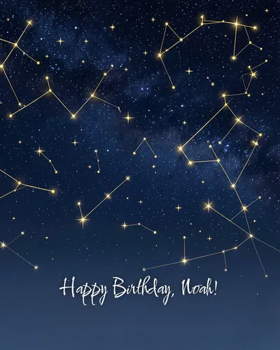 Birthday card for Noah — starry