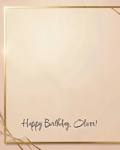 Birthday card for Oliver — gold