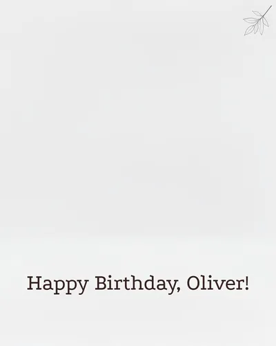 Birthday card for Oliver — minimal