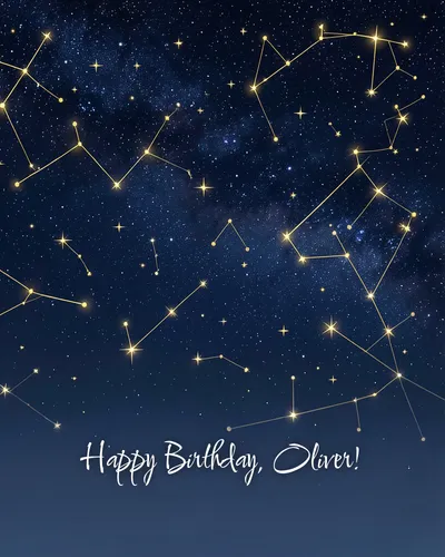 Birthday card for Oliver — starry
