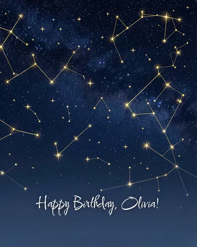 Birthday card for Olivia — starry