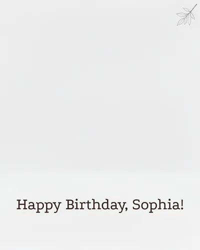 Birthday card for Sophia — minimal